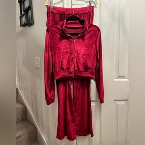Velour Cropped Top Track Suit